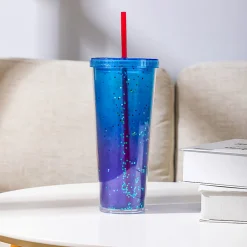 Borraccia Xl In Plastica Con Cannuccia Blu